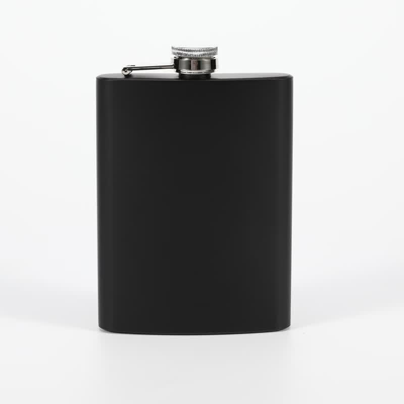 8oz Matte Black Stainless Steel Portable Hip Flask