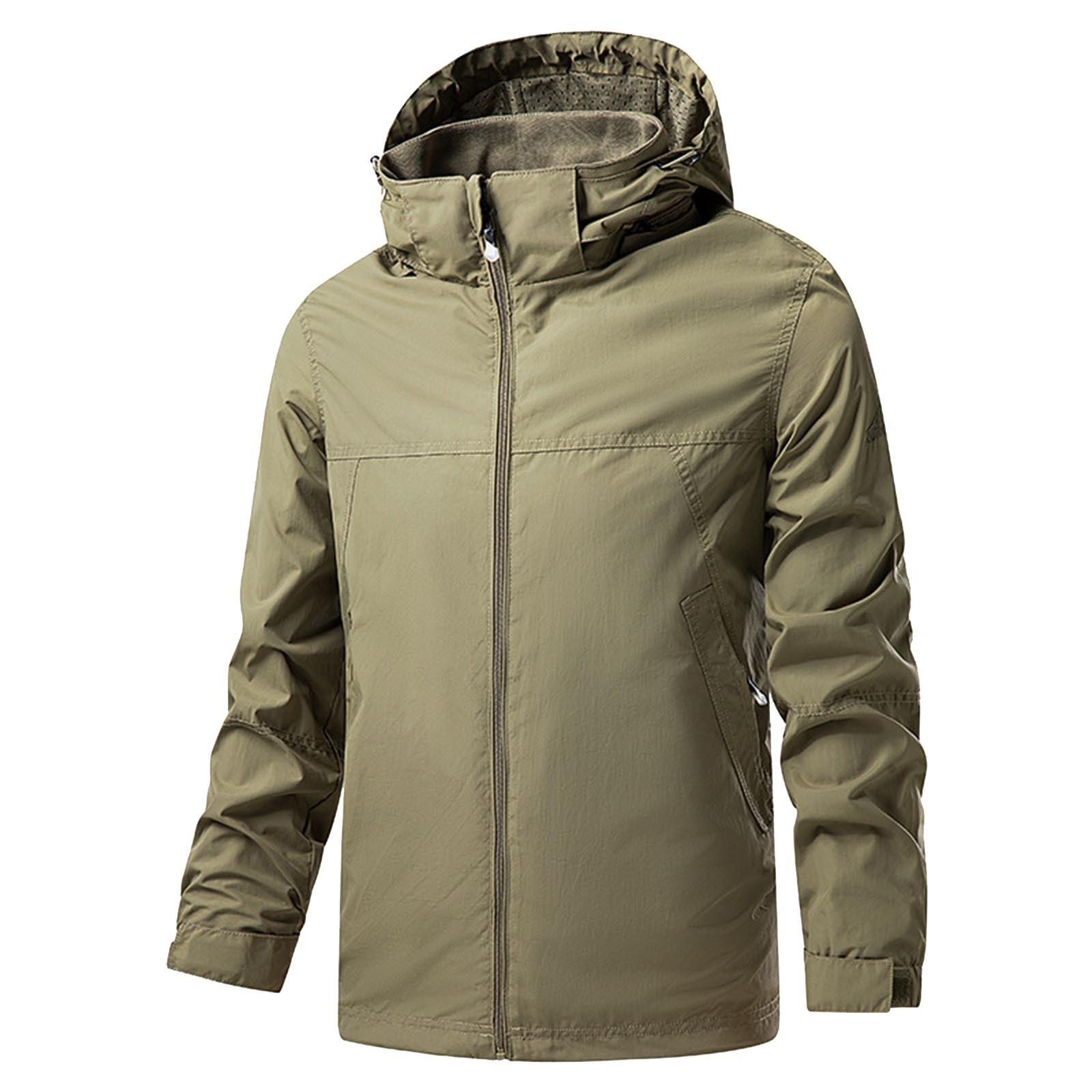 Men s Thin Zipper- And Windproof Outdoor Windbreaker, Outdoor Casual Windbreaker Jacket XXXL хаки
