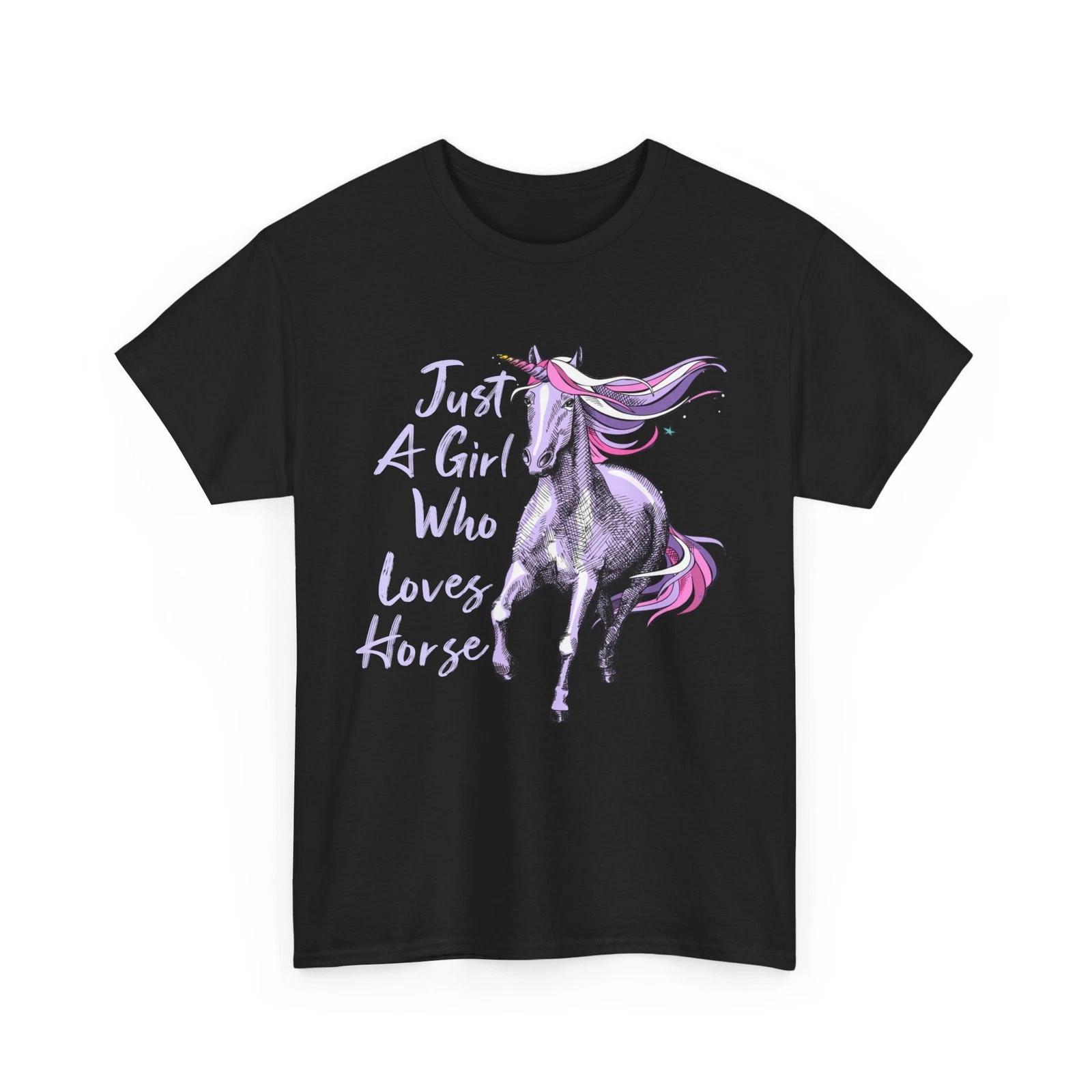 Horse Shirt, Just a Girl Who Loves Horses Horseback Riding Lovers Girls Shirt M