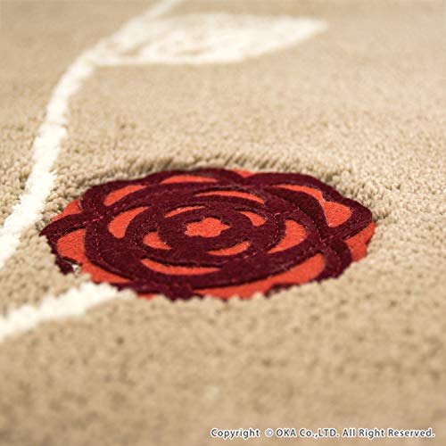 OKA Etoff Regular Toilet Mat, Approx. 57cm X 62cm, Beige (Washable, Stylish, Wide, Scandinavian Design)