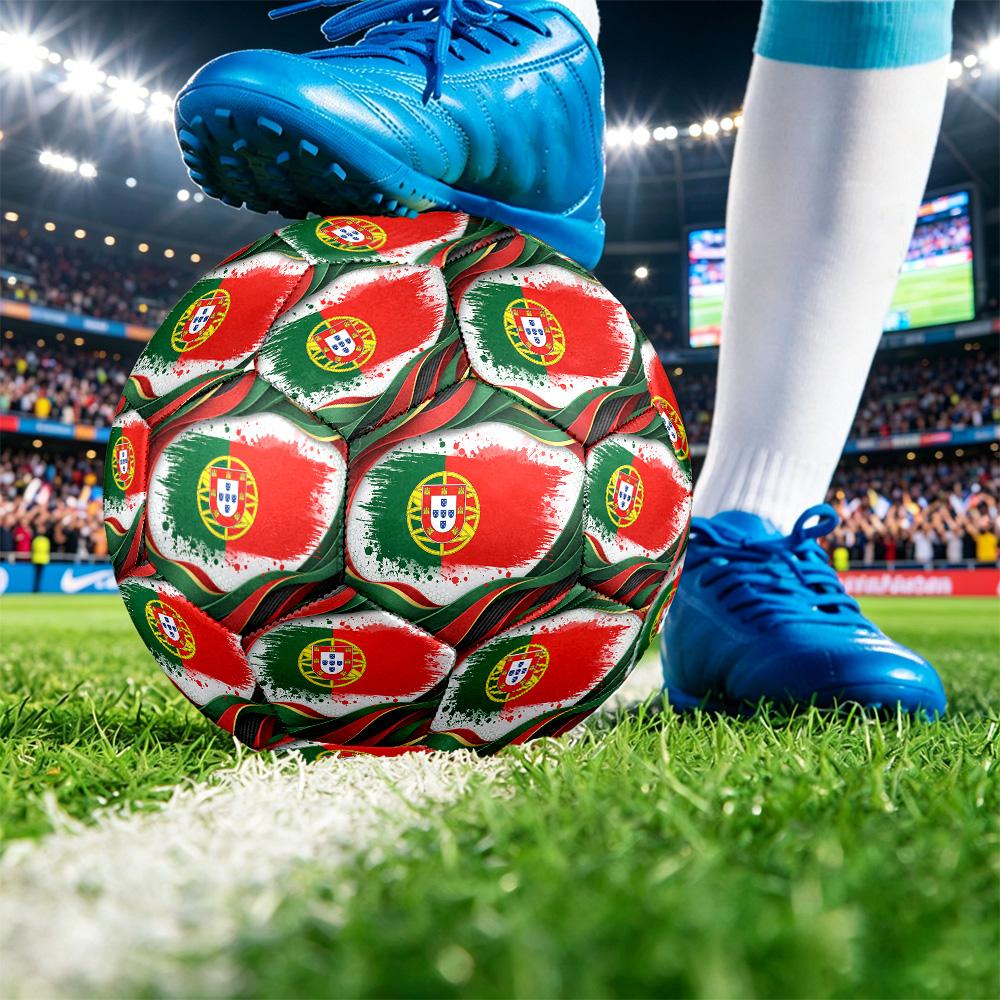 Portugal Football Printed Size 5 Soccer Ball Wear Resistant Standard Adult Training Football Fan Gift for Indoor Outdoor Match Sports