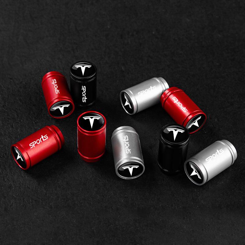 AAAIJ1 4Pcs Aluminum Alloy Car Tire Valve Cap Dust Cover Accessories For Tesla Model 3 Model S Model X Model Y Cybertruck Roadster