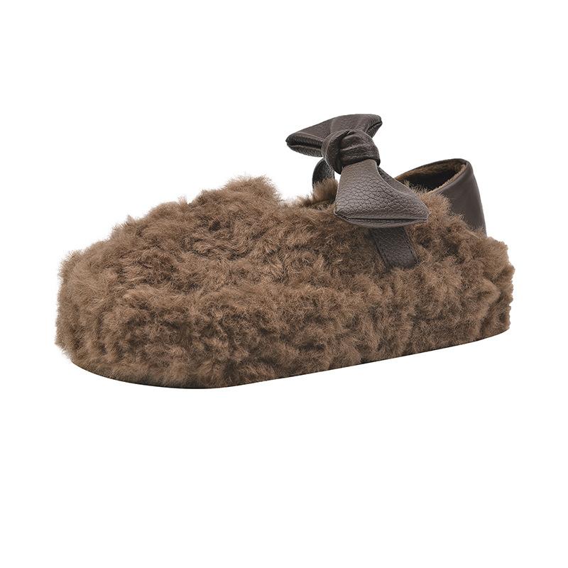 

Thick-soled casual bow, lazy one-pedal Doudou cotton shoes, women s 2025 autumn new two-wear Mao Mao shoes tide 40