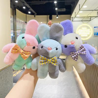 Cartoon Kawaii Colorful Rabbit Plush Doll Keychain Pendant Creative Ins Cute Soft Rabbit Plush Backpack Pendant Birthday Gift