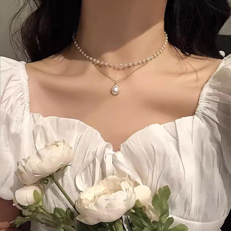 2025 Versatile Beaded Butterfly Necklace for Women - Pearl Clavicle Chain, Retro Style Accessories