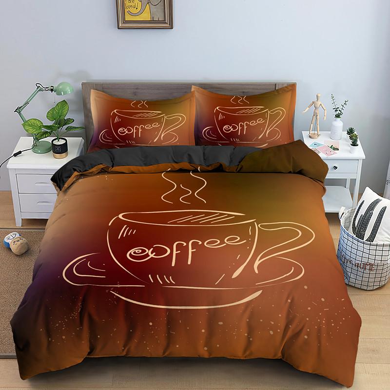 Coffee Cake King Queen Duvet Cover Lovely Afternoon Tea Drawing Bedding Set For Adult Western Drink 2/3pcs Polyester Quilt Cover