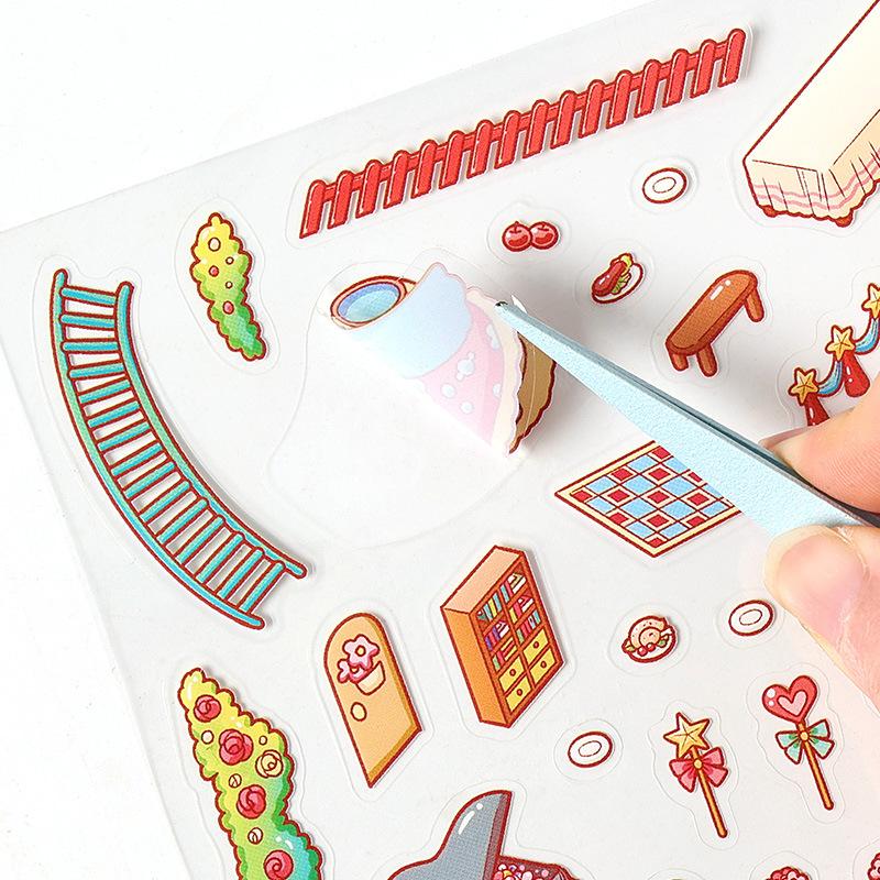 3D Dream Castle Scene Stickers Creativity Decorative Hand Account Diary Album Scrapbooking Material Craft Supplies