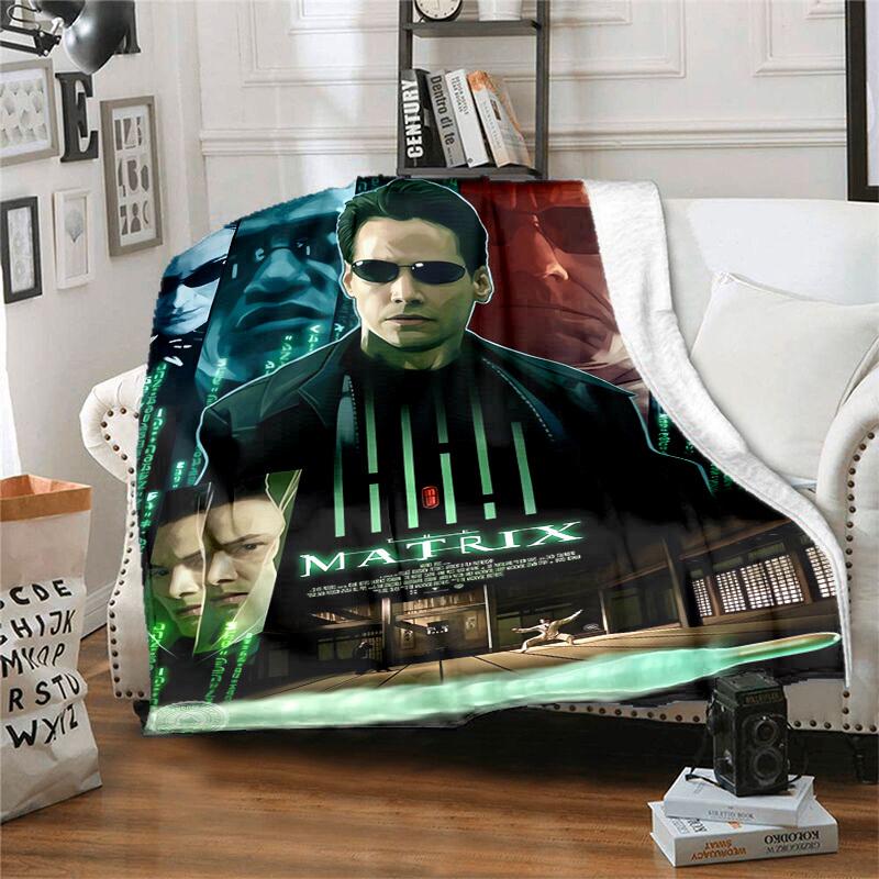 1pc Neo's Awakening: The Matrix Poster Analysis Cartoon Blanket,Portable Throw for Travel & Camping, All Season Cozy Blanket,Ideal Gift