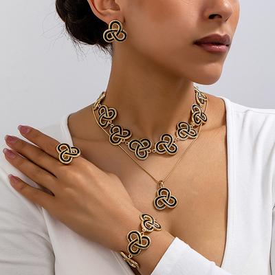 Conjunto de Joias da Moda Colar Pulseira Brincos Anel Para Mulheres Senhoras