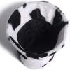 Milk Cow Print Faux Fur Bucket Hat - Fluffy Winter Fisherman Cap