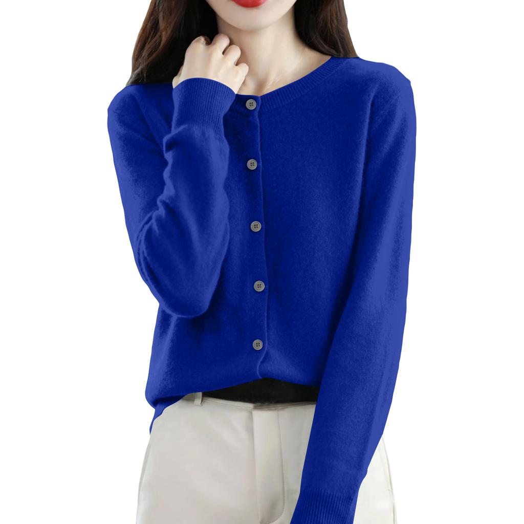Cardigan da Donna con Bottoni e Girocollo, Maglione a Maglia Capospalla