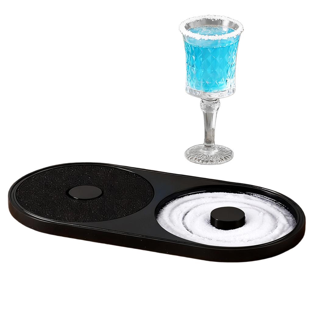 2-in-1 Cocktail Rimmer Set Salt Sugar Tray with Built-in Sponge Food Safe Bar Tool for Margarita