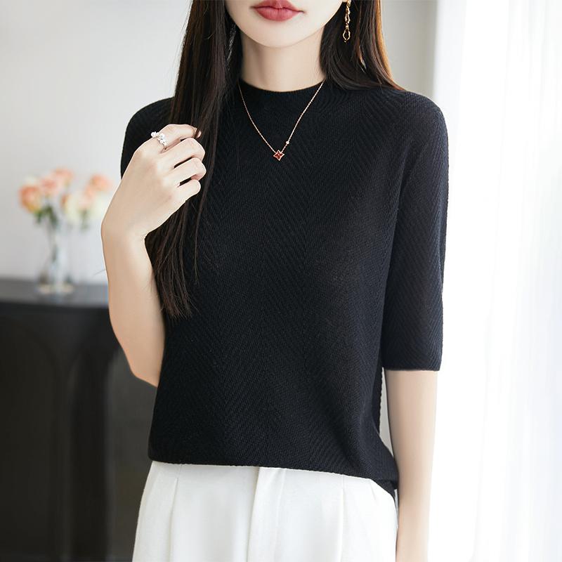 

Всесезонный женский свитер из 50% шерсти и 50% шелка | Легкий теплый свитер из смеси | Роскошный трикотаж из кашемира и шелка XL чёрный