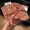 Lao Qian Feng Coffee Color Cashew Nut Silk Scarf Headscarf Versatile Neck Square Scarf Premium Sense Female Foreign Style Decorative Scarf Scarf