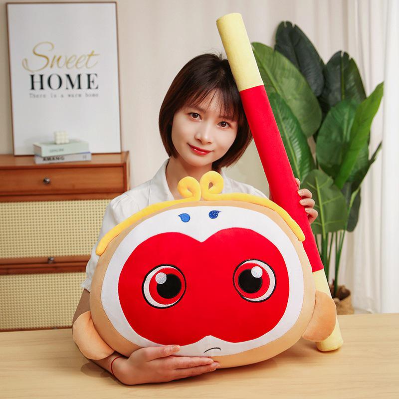 Cartoon Sun Wukong Monkey King Plush Toy with Golden Cudgel – Children's Cushion Doll