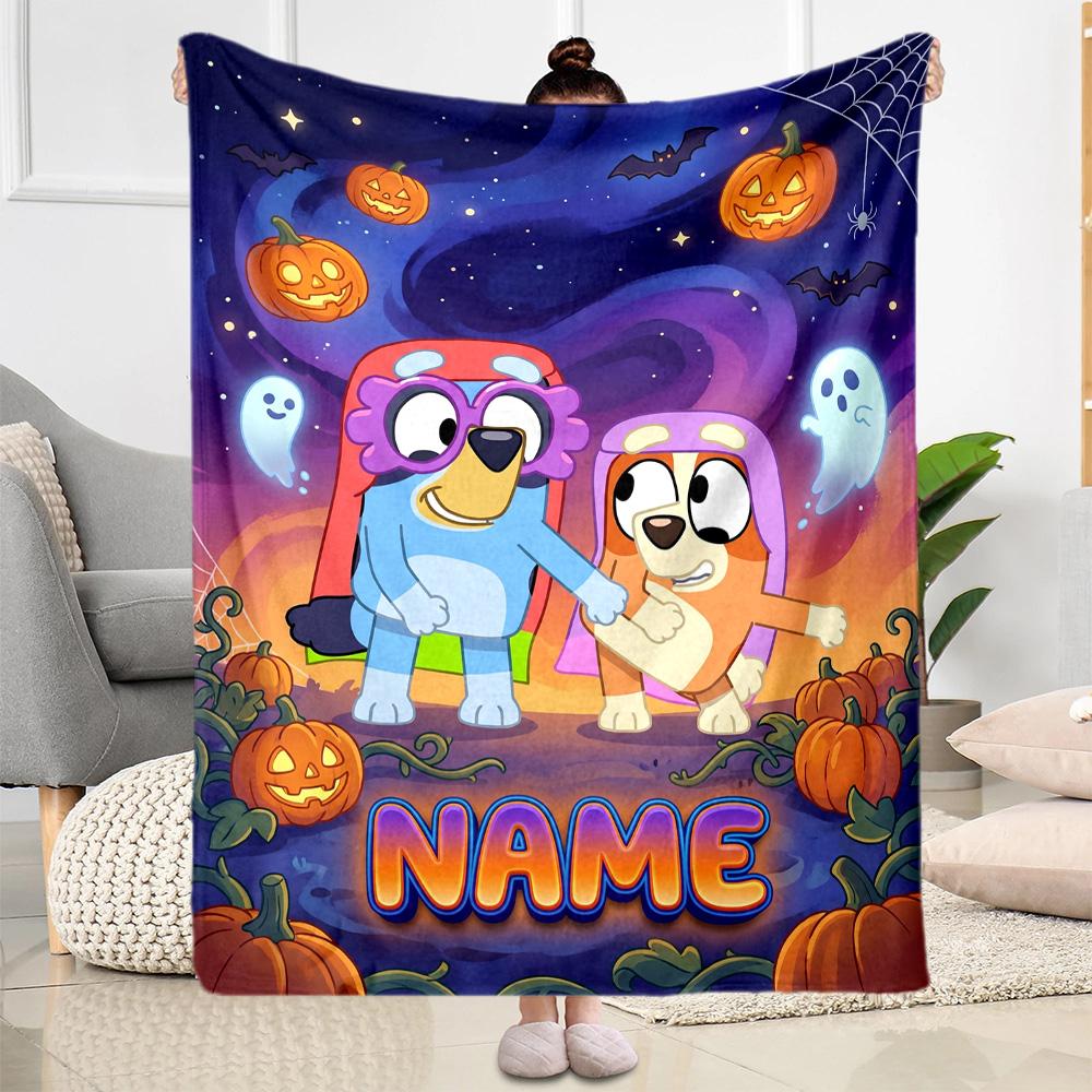 Halloween Night Adventure Personalized Name Blanket Lightweight Personalized Blanket Comfortable Throw For Sofa Bed Bedding Living Room All-Season Use