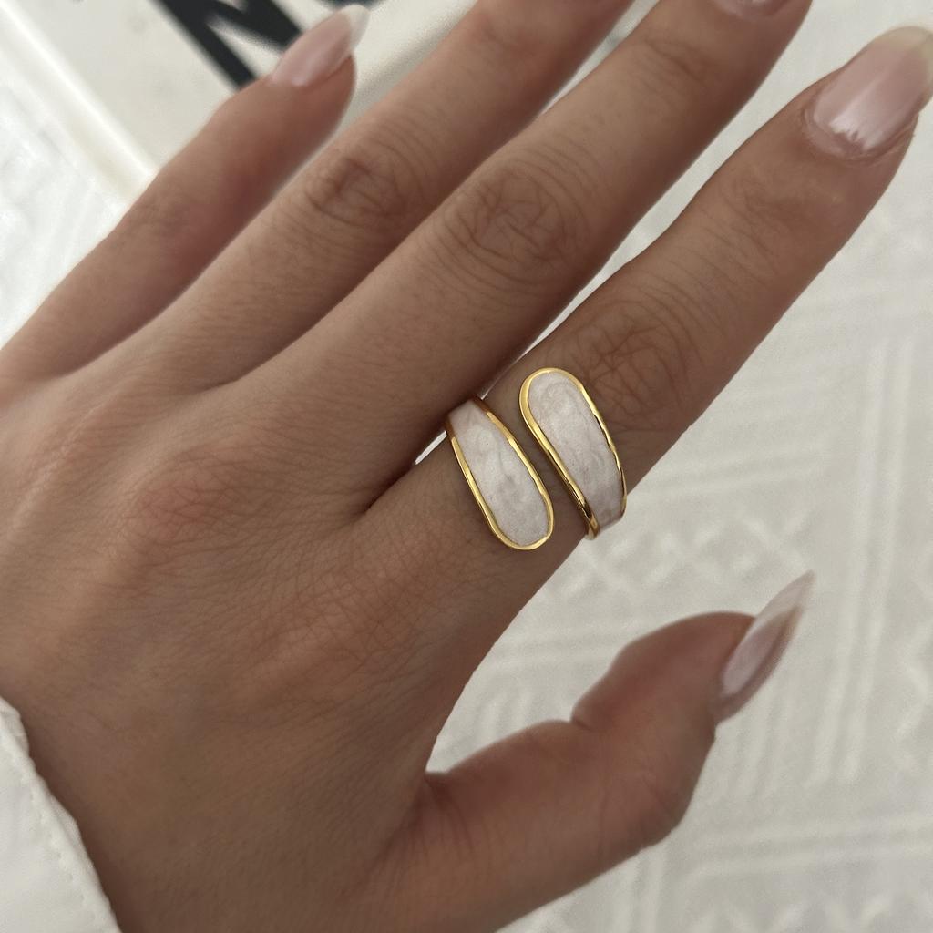 Stainless Steel Gold Plated Ring For Women Natural Stone Obsidian Tiger Eye Stone Stackable Finger Ring Party Minimalist Jewelry
