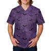 Men's Halloween Printed Medical Scrub Top V Neck with Tie and Pockets Comfortable Fit Daily Workwear for Healthcare Professionals