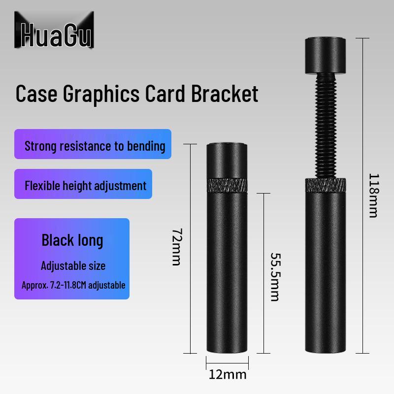 Adjustable GPU Support Riser Bracket with 12CM Fan Slot for Fish Tank Case