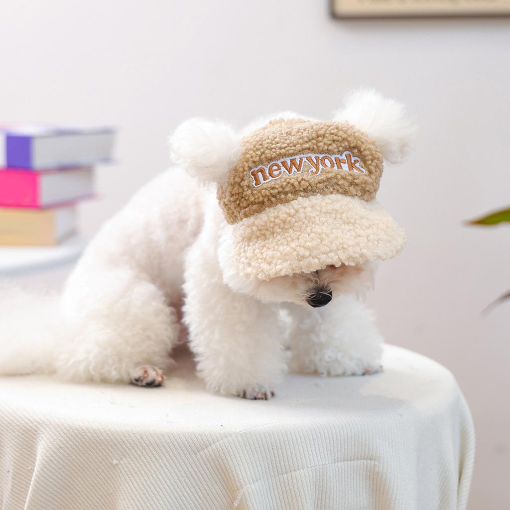 Lamb Fleece Warm Pet Hat Comfortable Baseball Hat Soft Breathable Pet Embroidery Hat for Puppies Small Doggy Cats