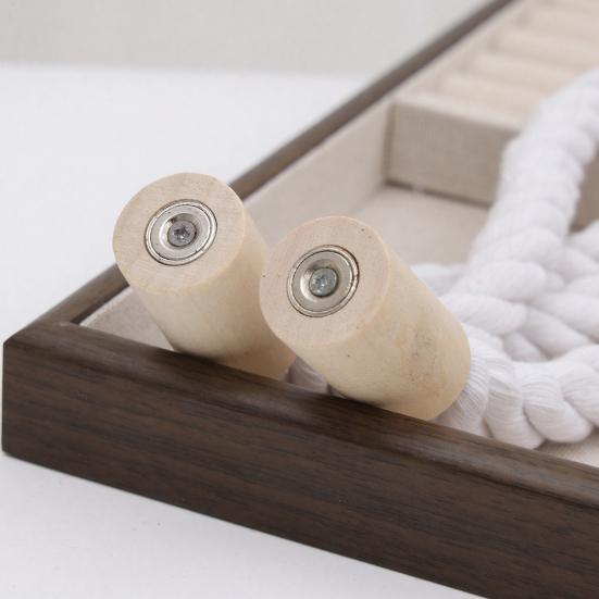 Magnetic Curtain Tieback, Cotton Linen Rope Curtain Holdback with Wood Buckle for Drapes, Decorative Tie Backs for Bedroom, Boho Room, Nursery,