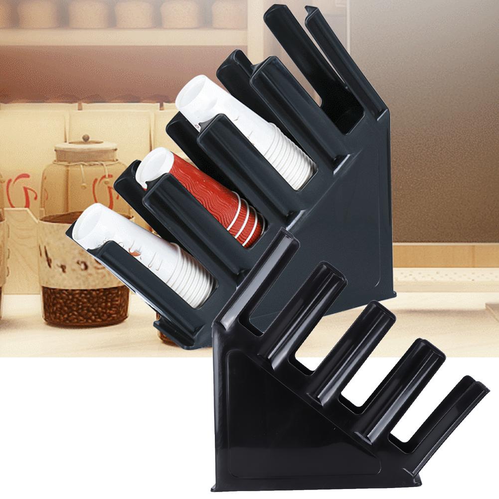 Coffee Milk Tea Cup Storage Rack Stand Disposable Paper Cup Holder Organizer for Bar CounterInclined 4 Compartment Cup
