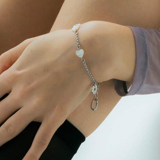 Perlymore perlenförmiges Herzarmband (Silber-)