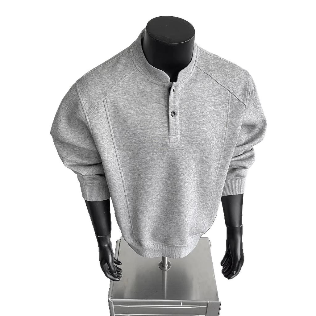 Henry Herren Halbhoher Kragen Sweatshirt: Herbst/Winter Trendiges Langarm-Oberteil, Amerikanischer Cleanfit, Ohne Kapuze.