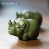 Chinese Yixing Purple Clay Tea Pet Handmade Rhino Statue Ornaments Desktop Decors Tea Figurine Crafts Tea Ceremony Decoration