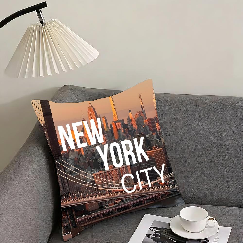 

New York City Fashion Cushion Cover Pillowcase Ultra Soft Skin Friendly Fabric Cloud Like Comfort Concealed Zipper 30x30cm