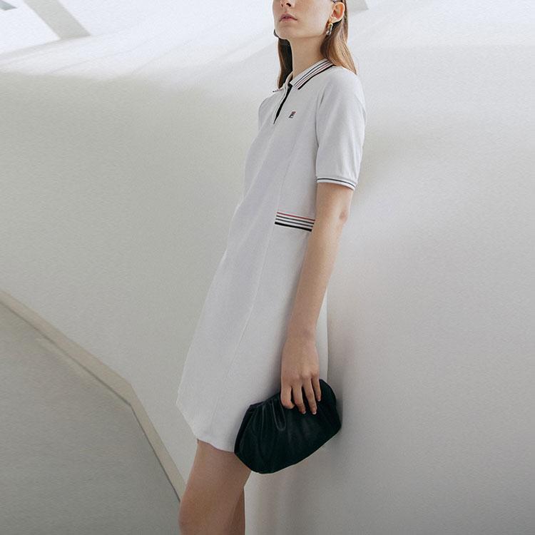 New FILA Short Sleeved Dresses Women's White F11W121310FWT