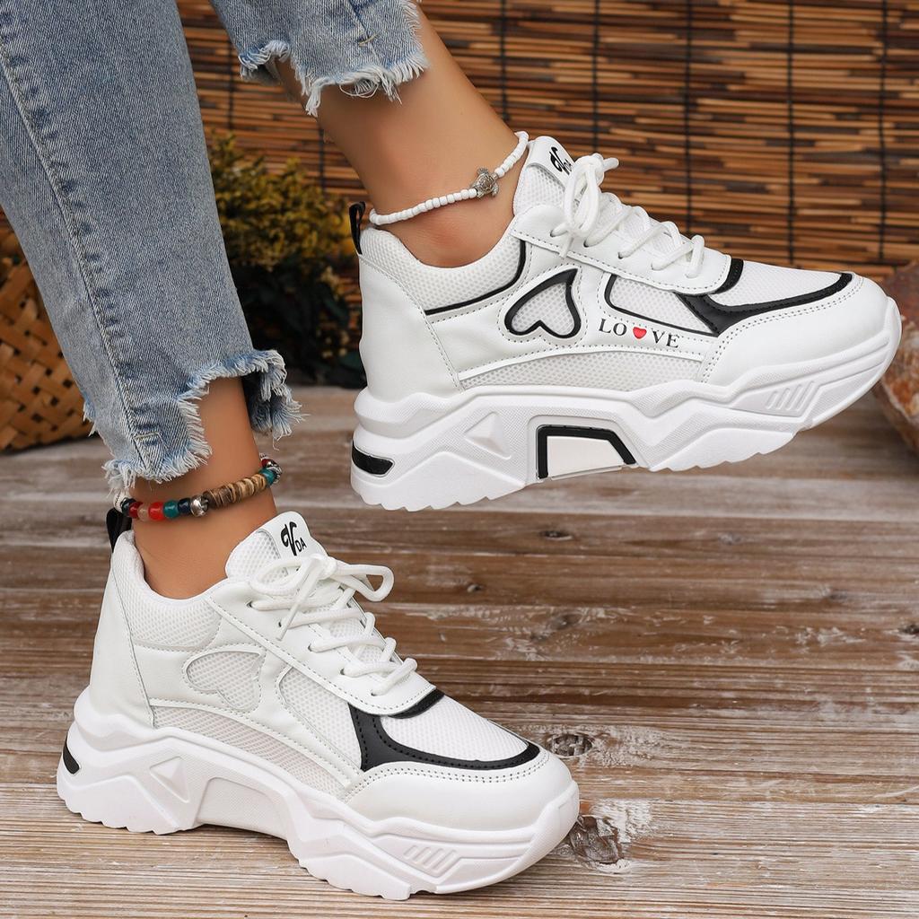 Damen Mode Plateau-Sneaker Lässige Sportliche Höhensteigernde Schuhe Atmungsaktives Mesh Rutschfeste Lauf- und Outdoor-Wanderschuhe