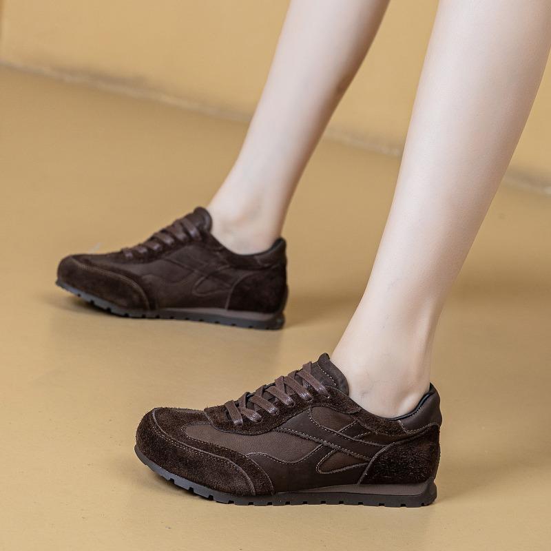 

100% Натуральная Кожа Обувь Женские Кроссовки Мягкие Дышащие Плоские Повседневные Туфли Бренд Женские Туфли из Коровьей Кожи 40 коричневый