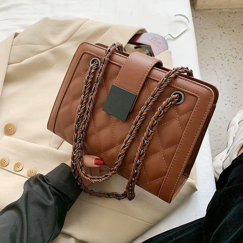 

Autumn and winter chain small bag women s bag new trendy fashion Internet celebrity versatile shoulder messenger bag underarm bag коричневый