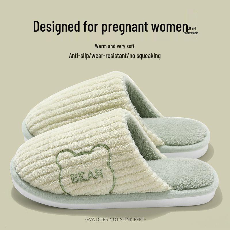 Unisex Cotton Velvet Warm Indoor Non-Slip Slippers for Autumn and Winter