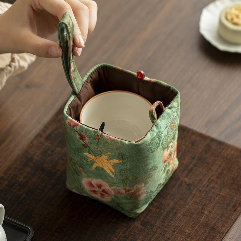 Portable Fabric Bag for Tea Set and Accessories - High-End Chinese Design