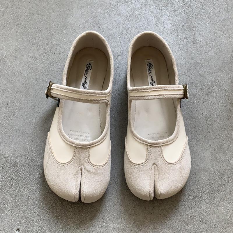 Fashion IPPEUM Red Ballet Sneakers Split Toe Ballerinas Flats Buckle Straps Tabis Sneakers Ballet Shoes