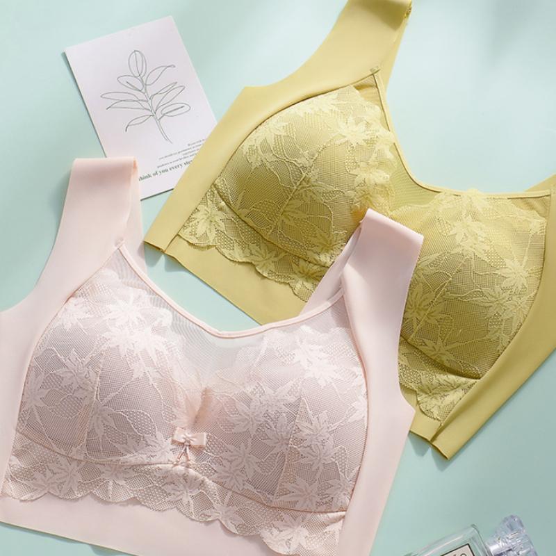 Sutiã de renda sem costura, lindo, costas, sexy, peito, envoltório, anti-exposição, franzido, respirável, roupa íntima de uma peça