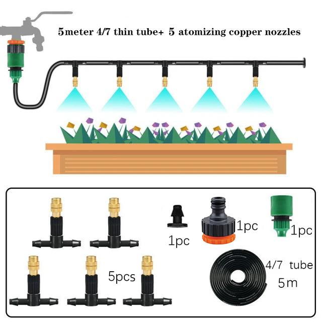 5-20M Garden Automatic Irrigation Kit Spray Atomizing Sprinkler Adjustable Watering System Misting Cooling Nozzle System