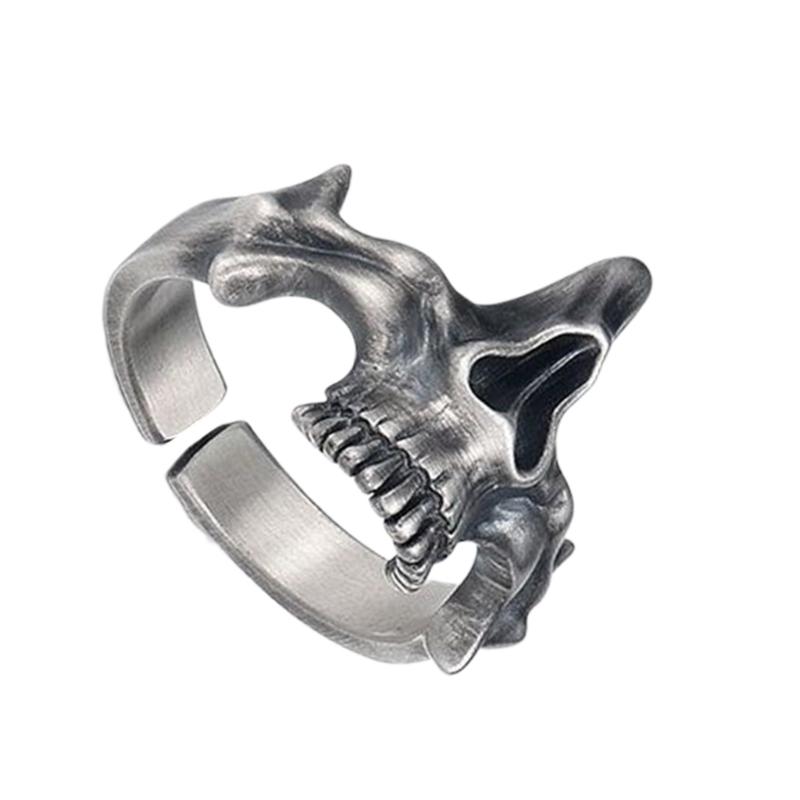 Retro Silver Black Skull Rings Sophisticated Silver Black Skull Rings Vintage Cool Punk Gothic Rings Jewelry