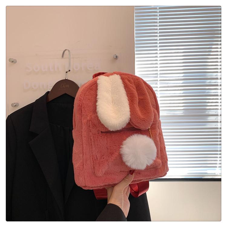2025 Cute Rabbit Ears Backpack: Japanese & Korean Harajuku Style, Large Capacity, Fuzzy Crossbody Bag for Girls