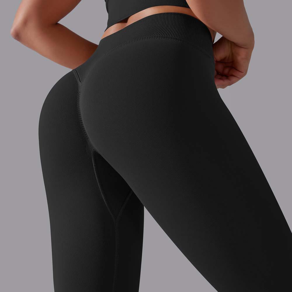 Cross-Border Outdoor Nude Feel Tight Fit Yoga Leggings - Solid Color Hip-Lifting Design