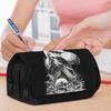 Packing Organizers 1pc Double Layer Flip Pencil Case - T-Rex And Skull, Large Capacity, Portable Polyester Pen Storage Bag with Zipper Closure, Ideal 