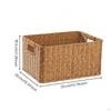 Cesto in Rattan con Apertura Superiore Manici Ritagliati Rettangolari Marrone Chiaro 35x26x18.5cm