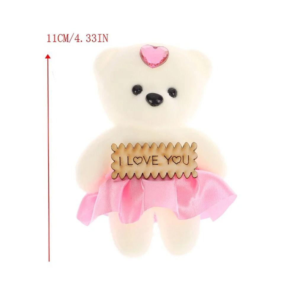 10pcs/set Plush Animal Mini Bear Flower Bouquet Foam Bear Cartoon Bouquet Doll  Girl Birthday Gift