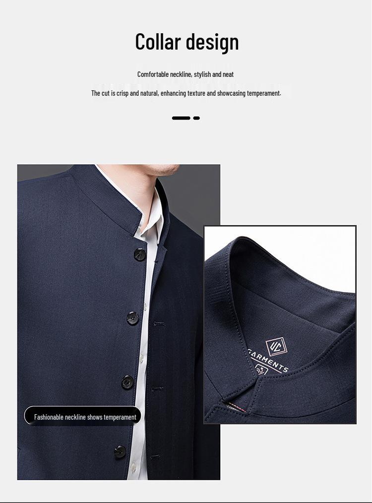 2026 Spring/Autumn Men's Business Casual Wool Lapel Jacket for Middle-aged & Elderly