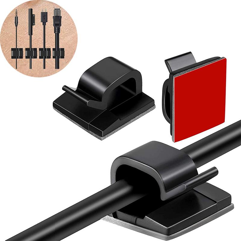 20/40Pcs Cable Clips Self Adhesive Cord Management Black Wire Holder Organizer Clamp Self-adhesive Car Wire Clip Accessories