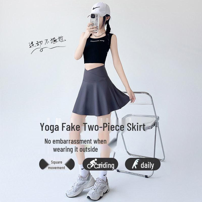 Women's Blue Yoga Tennis Skirt with Anti-Exposure Quick-Dry Shorts for Dance, Fitness, and Running 2026.