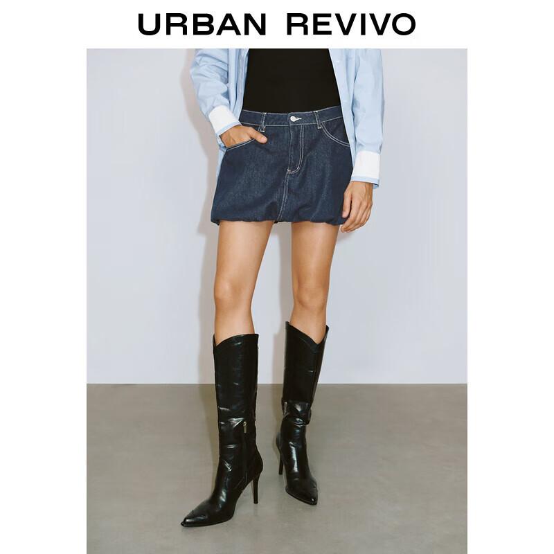 UR Women s 2025 Spring Retro Asymmetric Denim Skirt S