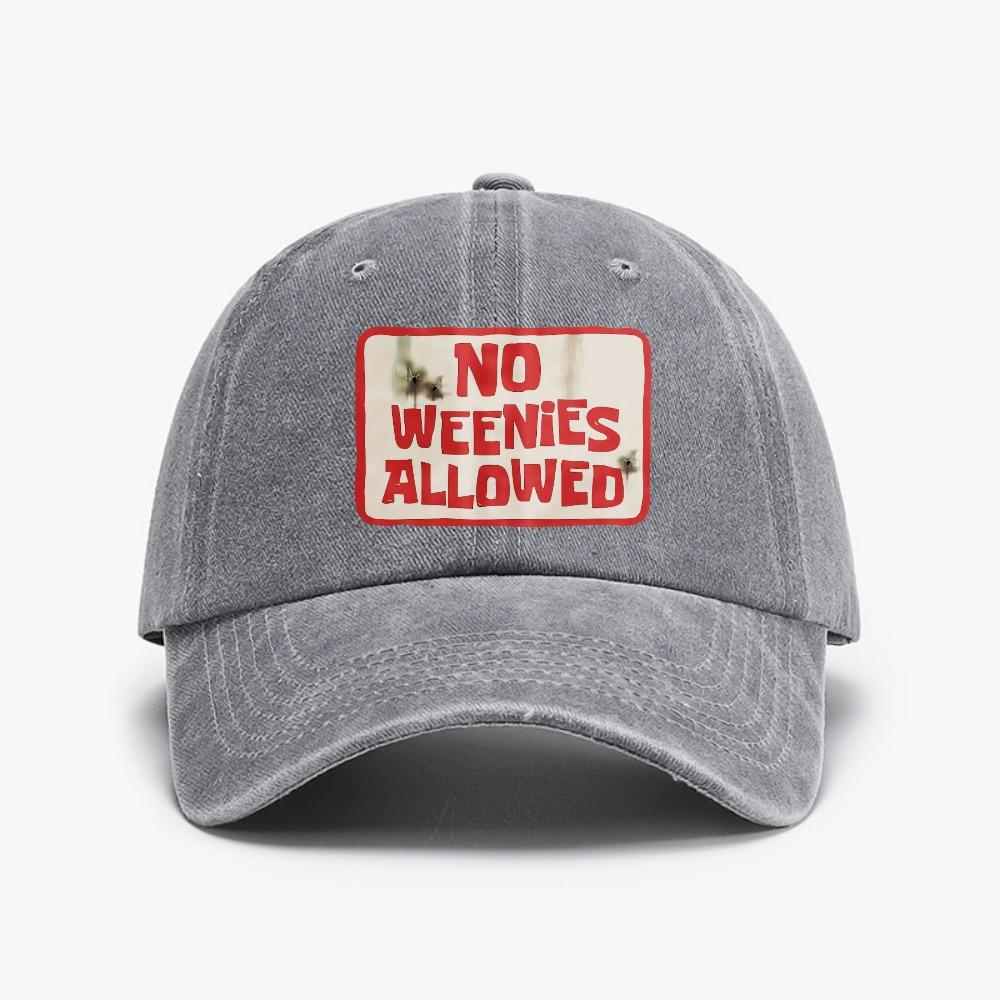 No Weenies Allowed Print Retro Breathable Distressed Washed Baseball Cap soft Adjustable sunbonnet Dad hats Adjustable